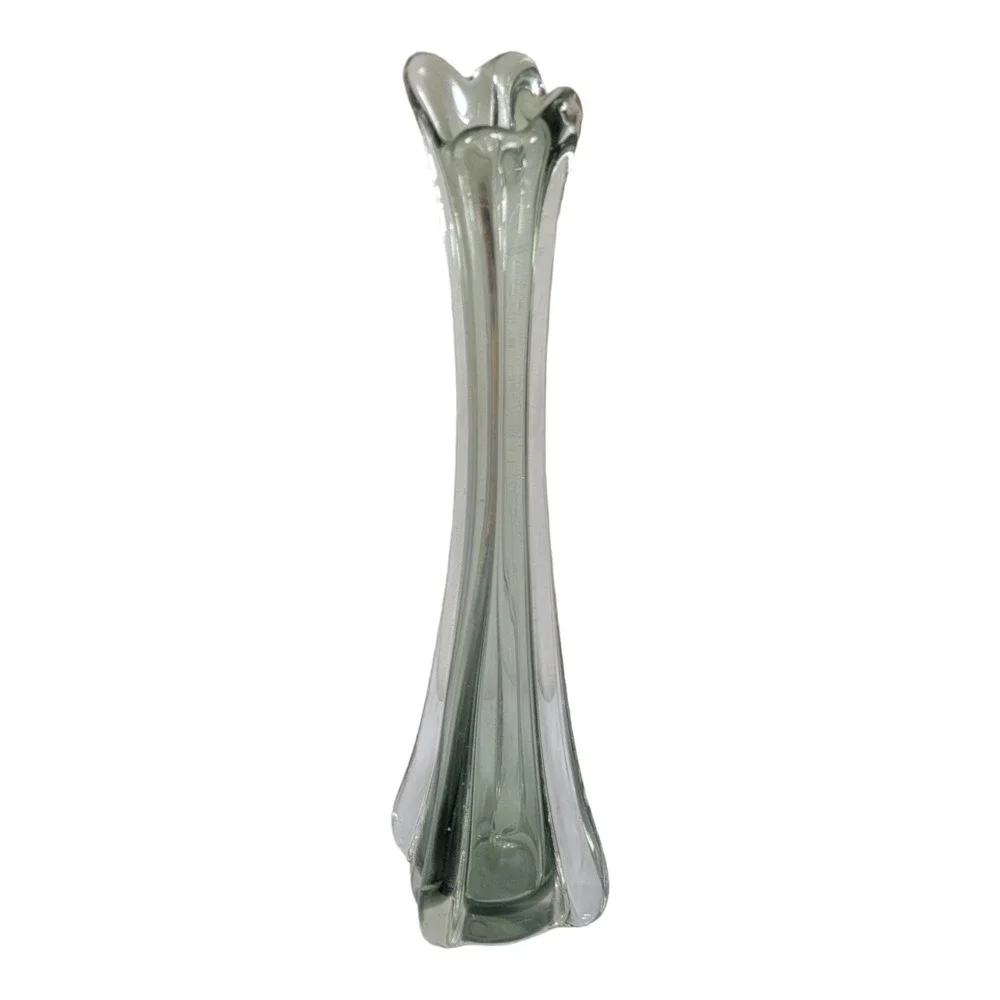 12 1/2 Inch‎ Smokey Clear Black Stretch  Glass Bud Vase